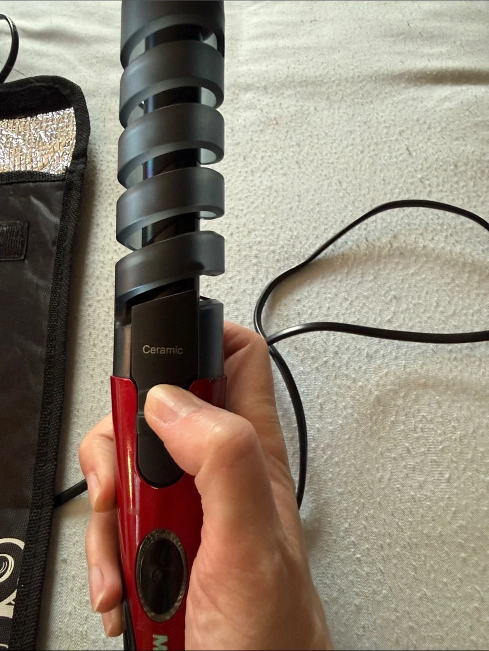 Mondial Red and Black Spiral Hair Curler with Heat Pouch